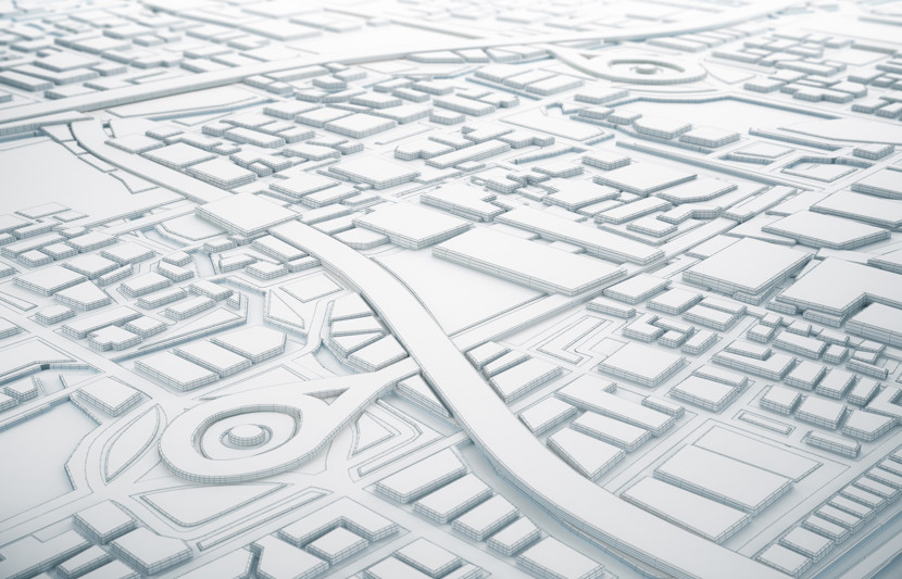 A 3d render plan of a city