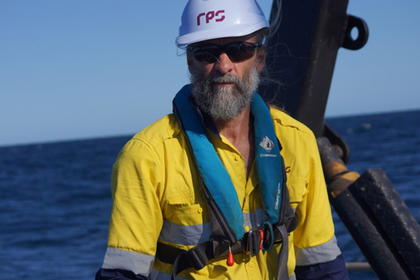 RPS National Lead - Marine Science, Jeremy Fitzpatrick working offshore for Santos marine environmental surveys, Western Australia