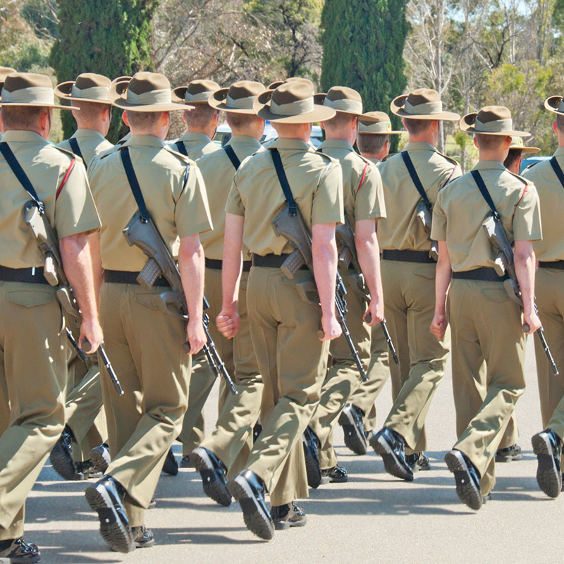 Australiansoldiersmarchinginuniform