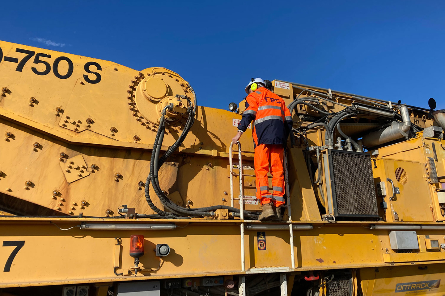 KiwiRail upgrade project - ballast cleaning machine on the Wairarapa Line, New Zealand