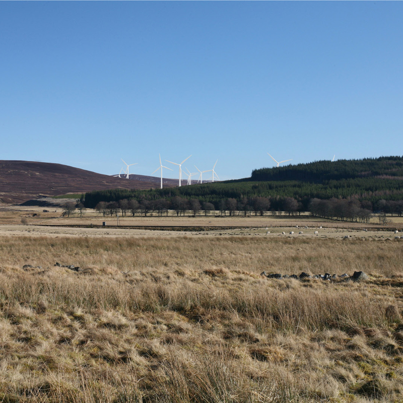 A photo of the wind farm on the Moy Estate near Inverness.