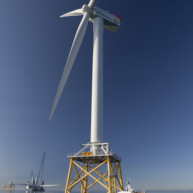 Close-up of Ormonde Offshore Wind Farm.