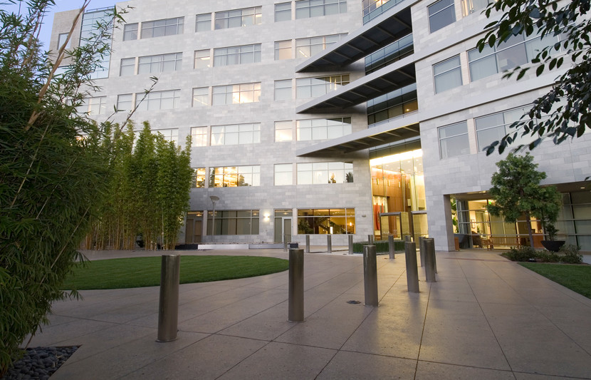 A front view of a building complex
