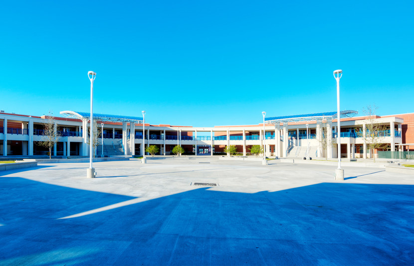 View of a high school from the front