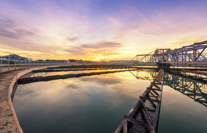 Sewage treatment plant with sunrise