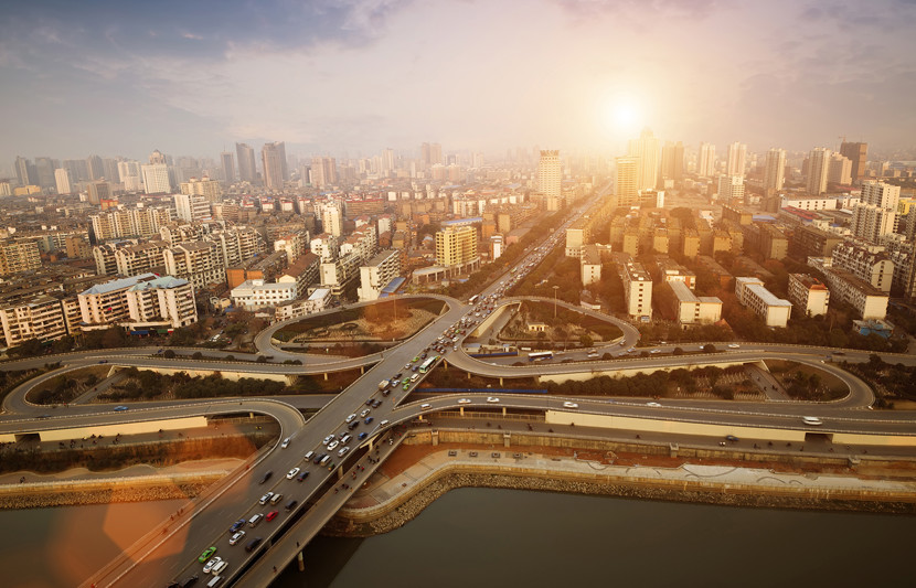 cityscape with traffic