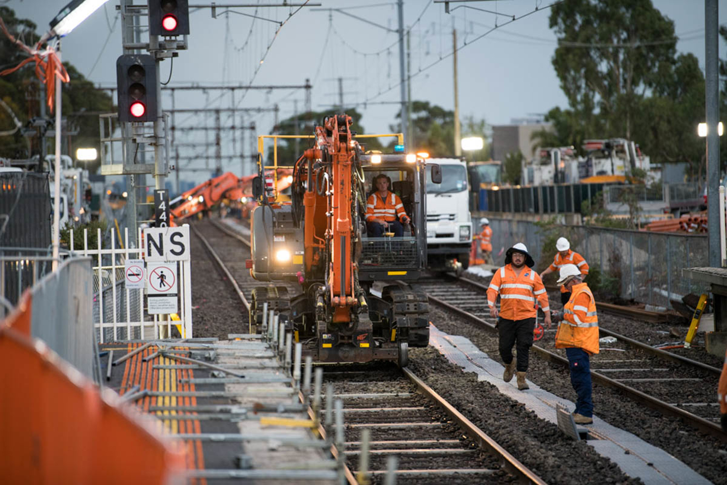 Workers at work on Victoria's Level Crossing Removal Project