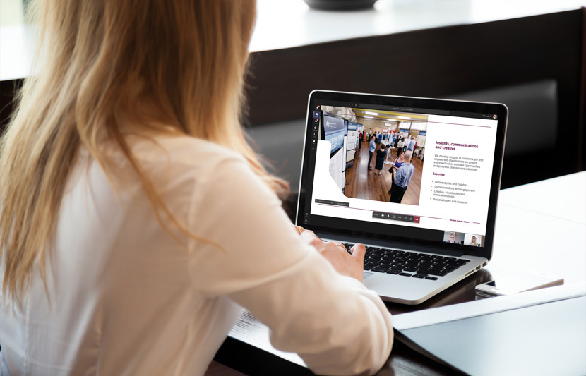 Woman participating in an online webinar session