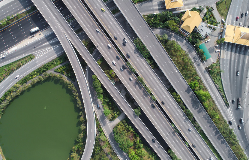 Aerial shot of motorway