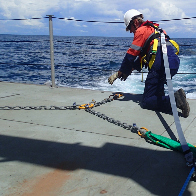 Man stopping chains on a boat