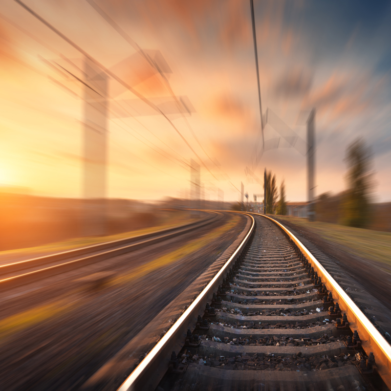 Fast tracked infrastructure shown through blurred rail line