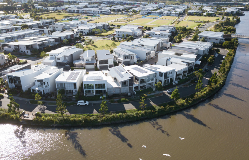 Birdseye view of Sunshine cove, one of the most comprehensively planned communities in Australia. 