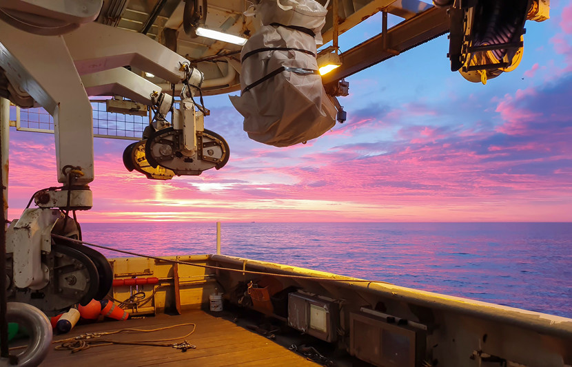 working deck of an offshore seismic ship