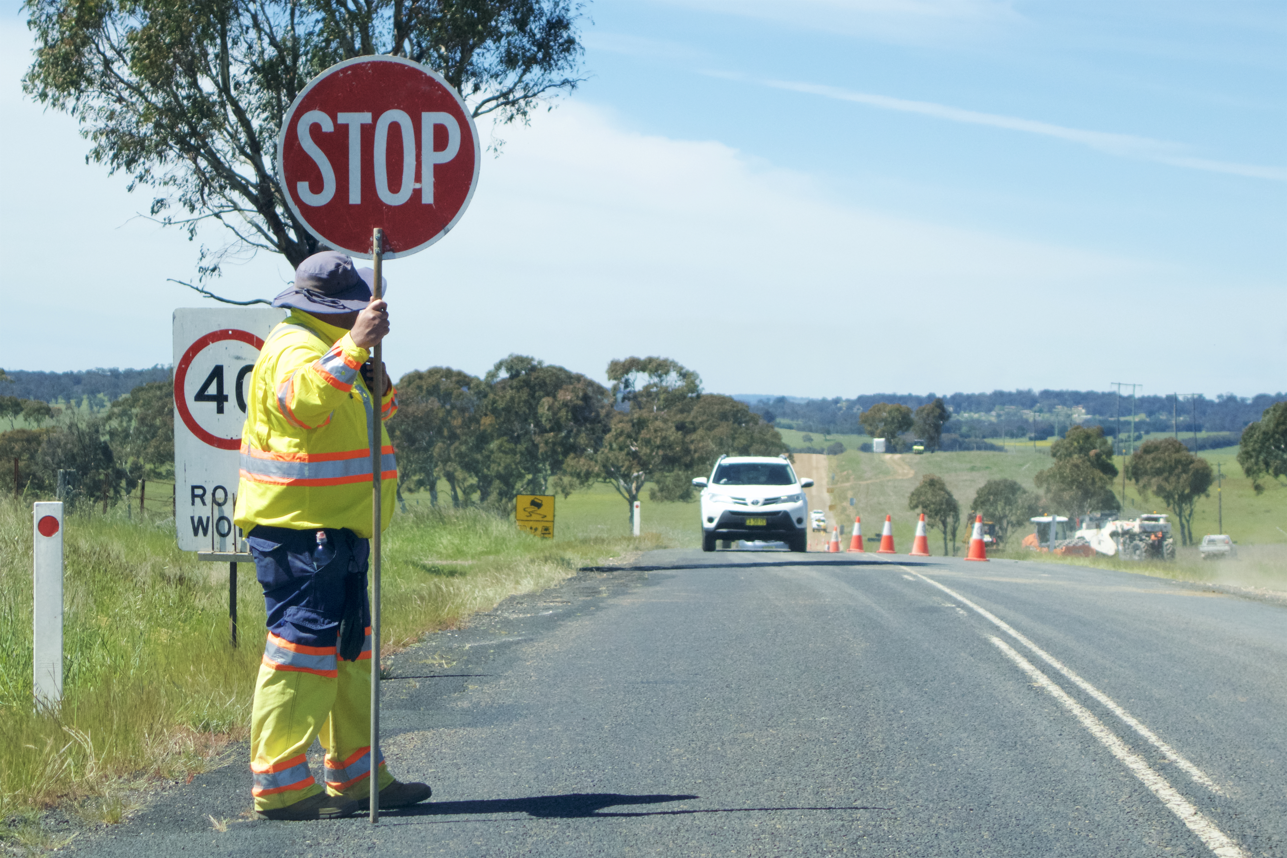 Traffic management controller on Australian highway. 