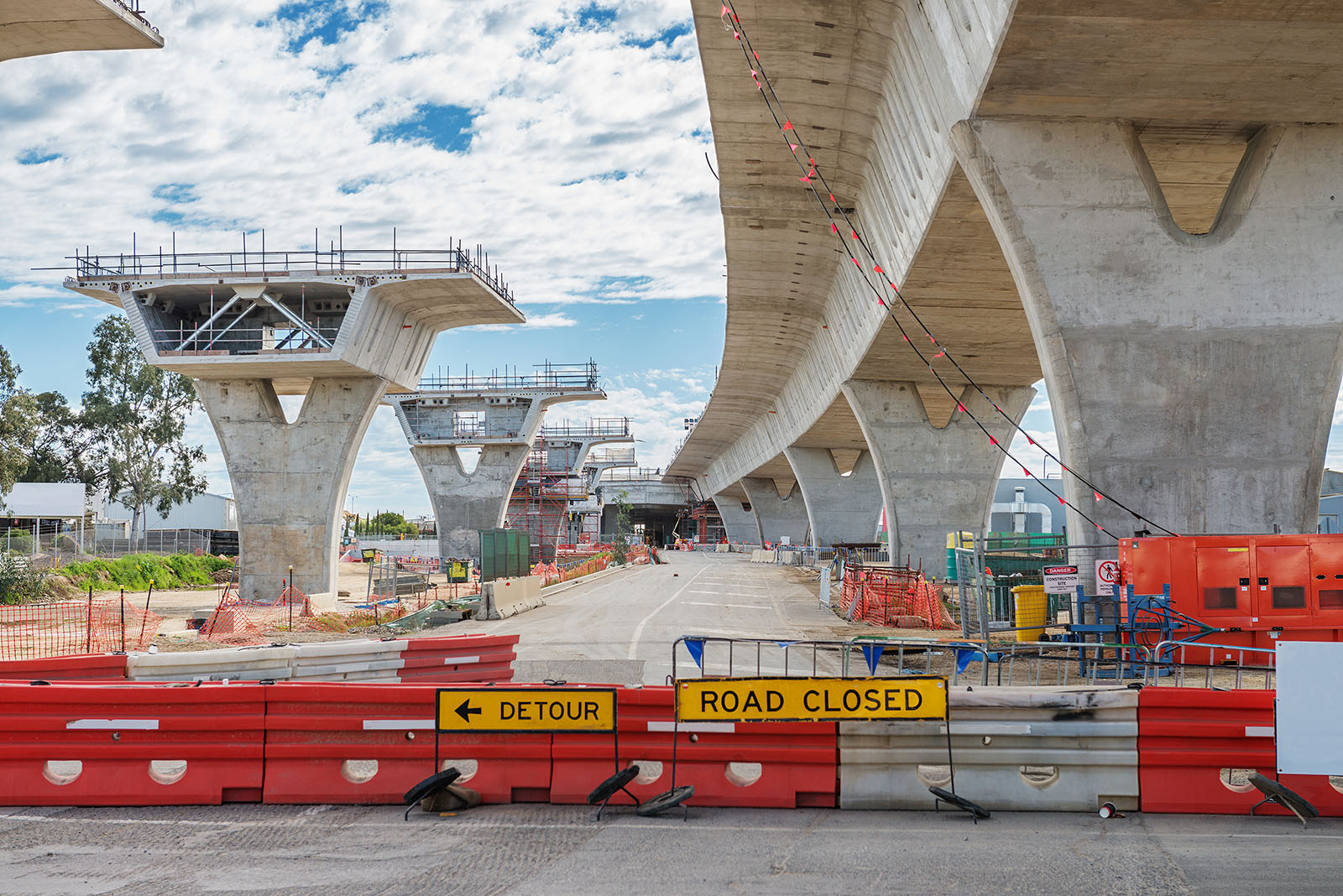 Highway bridge construction site