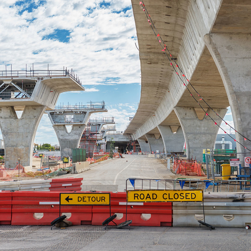 Highway bridge construction site