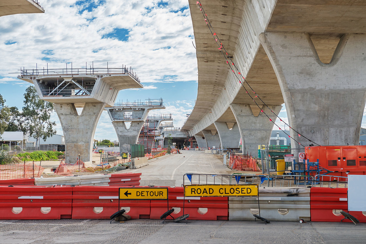Highway bridge construction site
