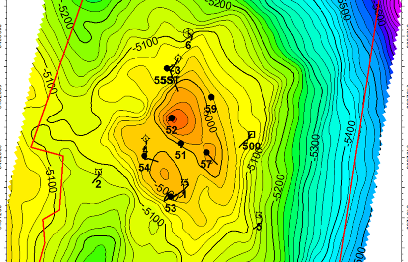 Diagram of a Depth Structure of Carbonate Reservoir for DTEK seismic project