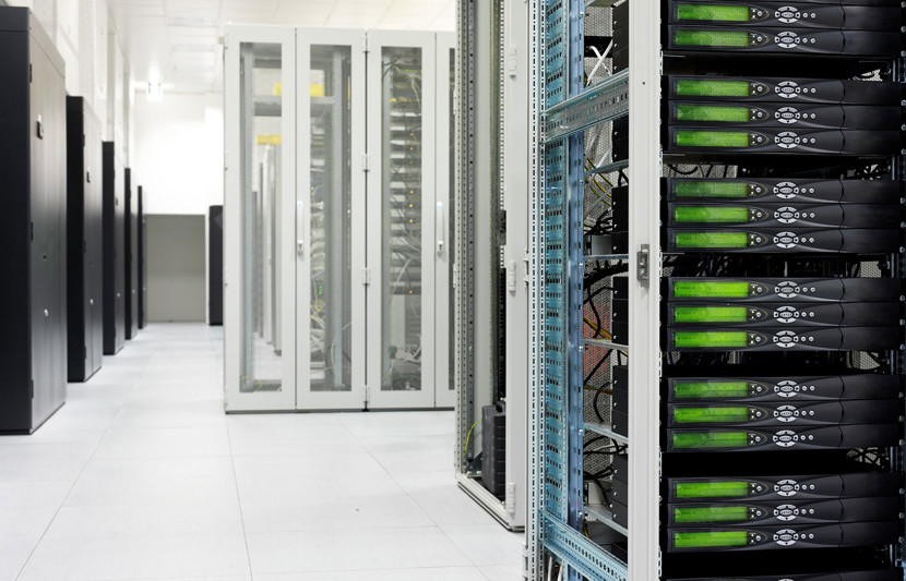 Data centre server room with racks