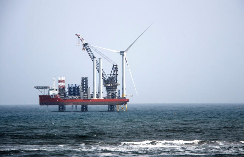 Offshore wind turbine under construction