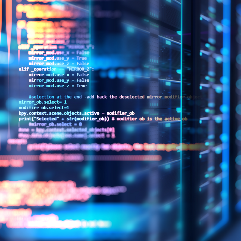 Abstract image of computer coding against blue and purple background