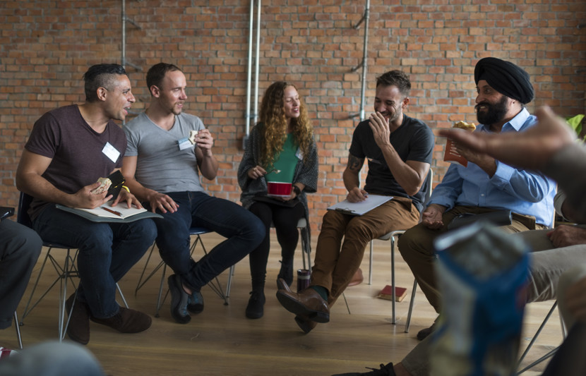 People in community meeting