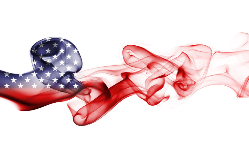 Artwork: US flag in the wind. 