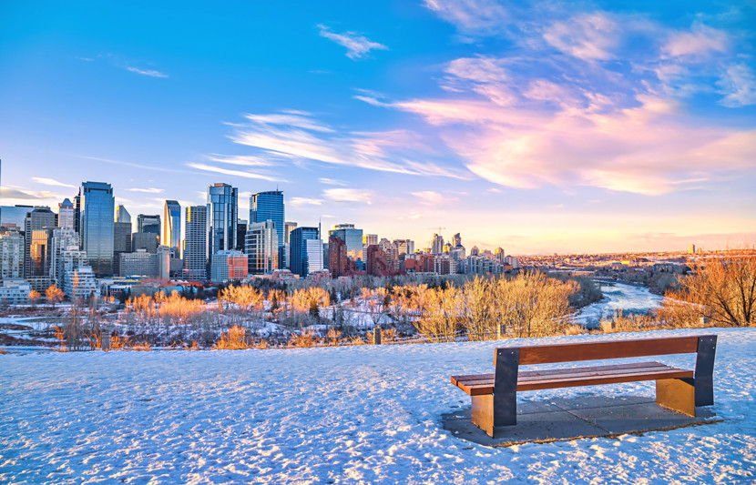 Calgary skyline in winter