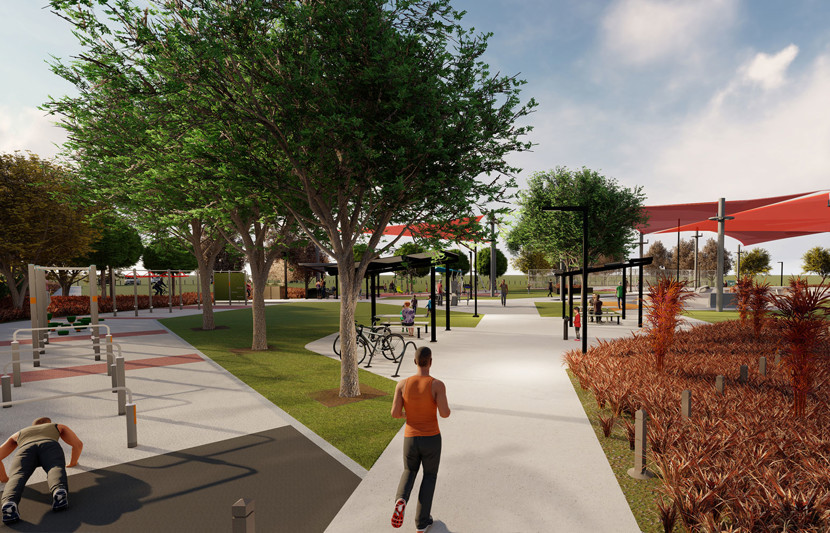 Design concept for North Shore Youth Activation hub fitness area and gardens, Townsville Queensland