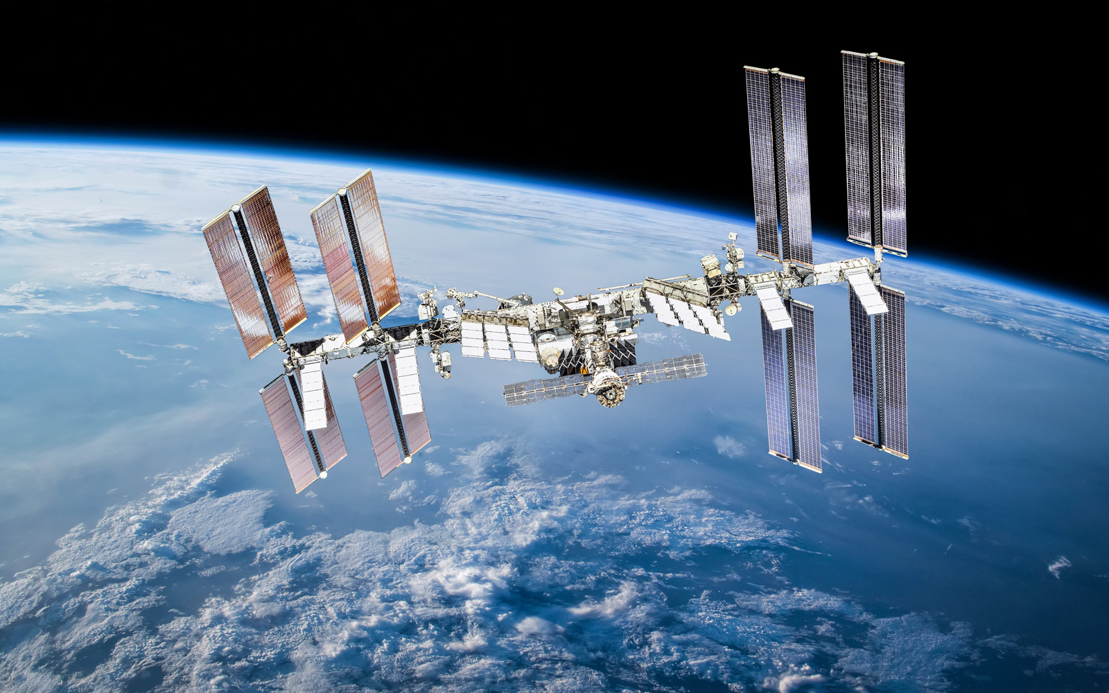 A a view from space featuring a satellite looking down on earth. 