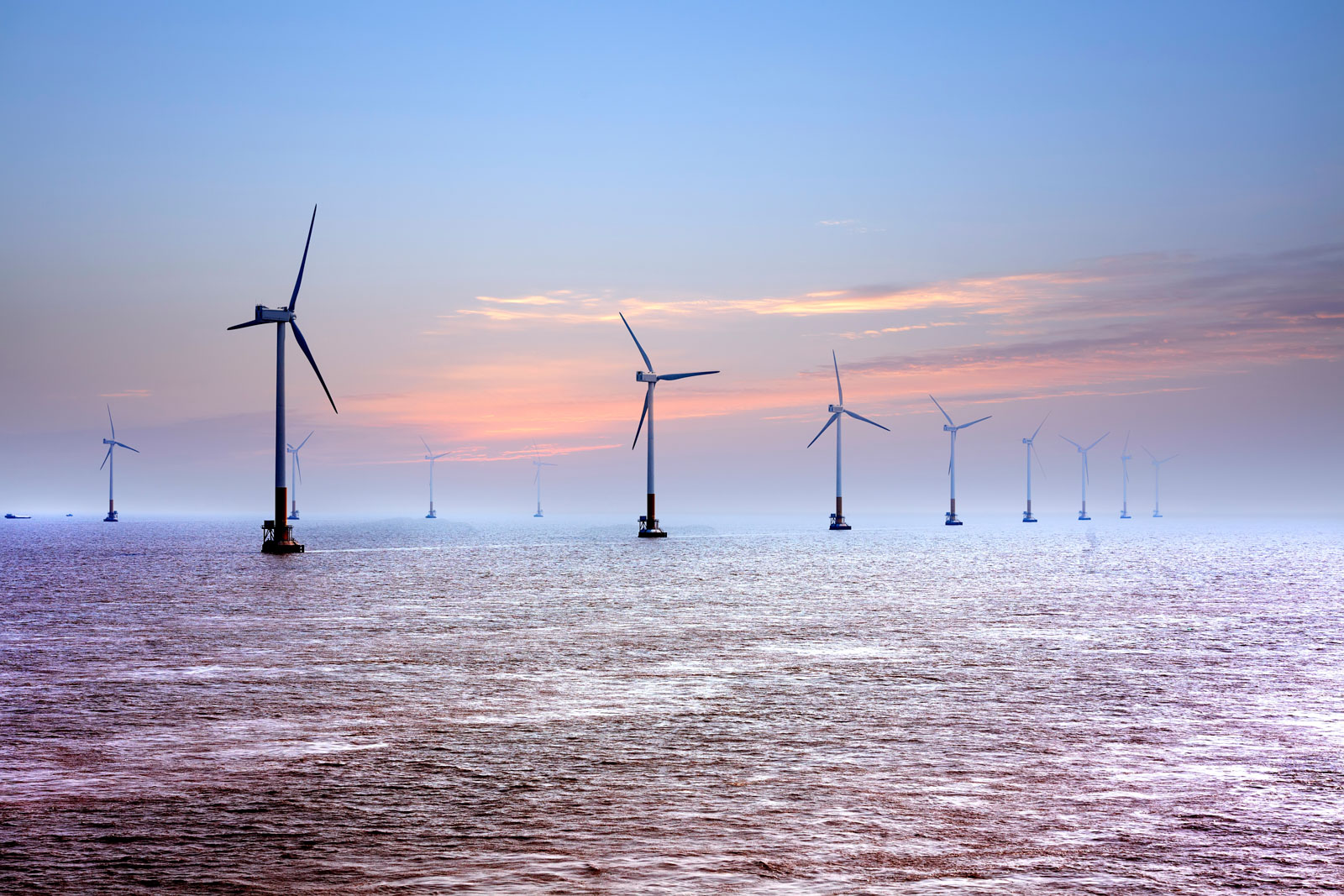 offshore wind calm ocean at dusk