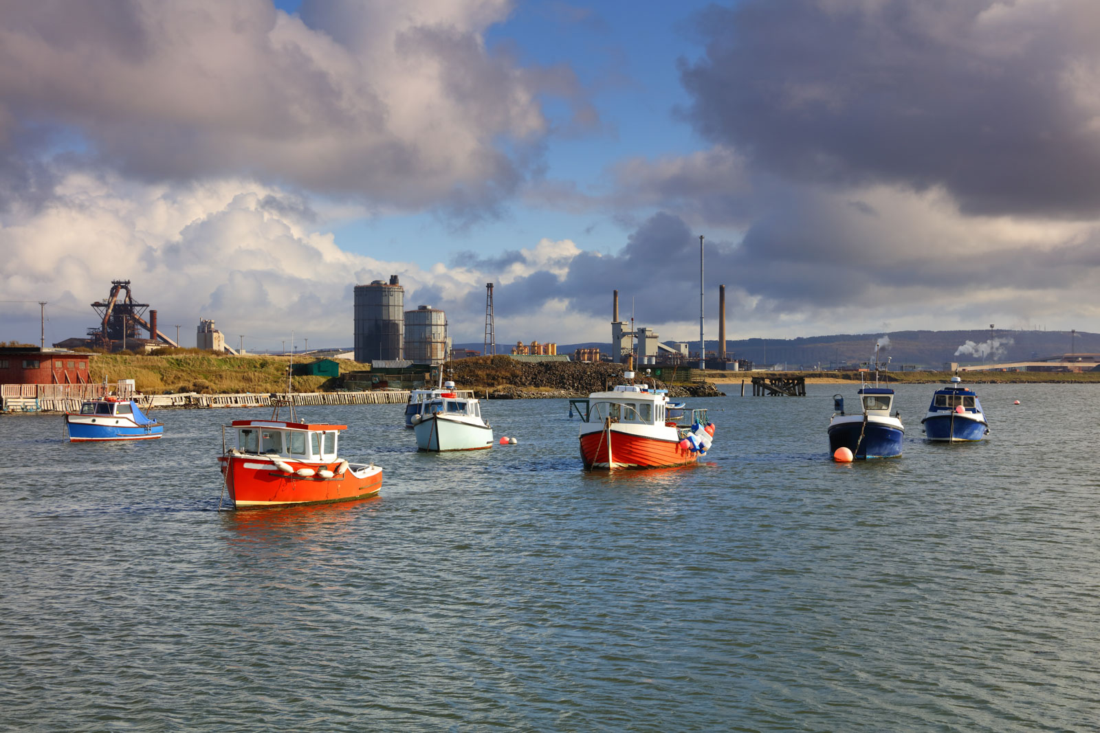 fishing boats and industry at South Gare on Teesside