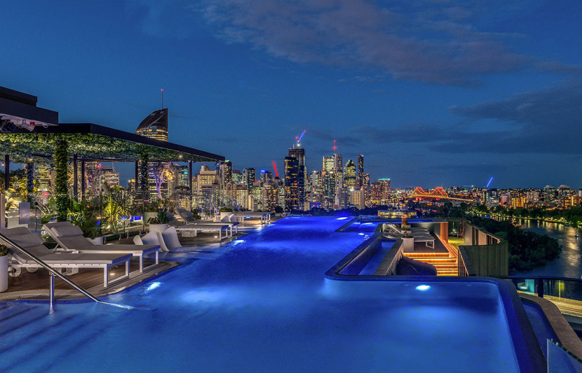 Rooftop landscape design at Oxley + Stirling Residences in South Brisbane