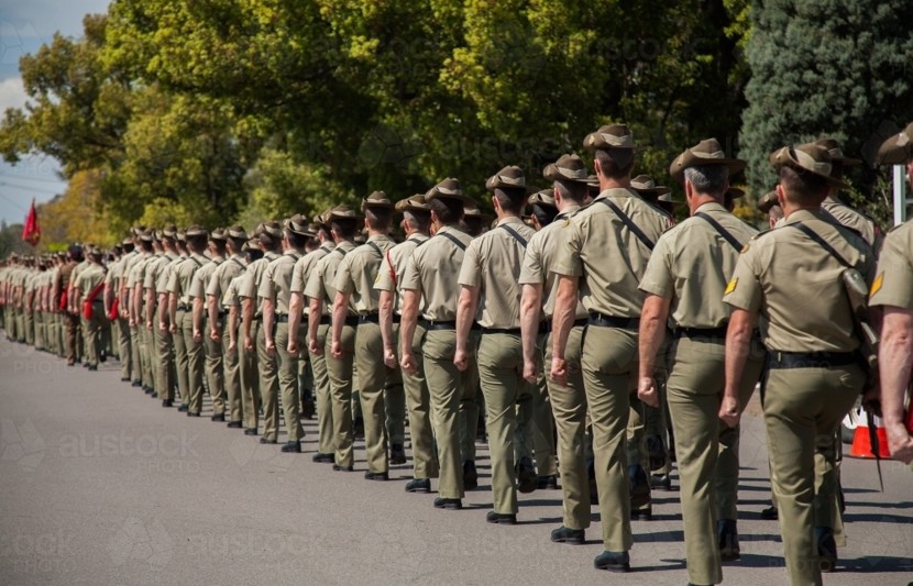 Australian Soldiers Marching Down The Road In Freedom Of Entry Parade Austockphoto 000023582 (1)