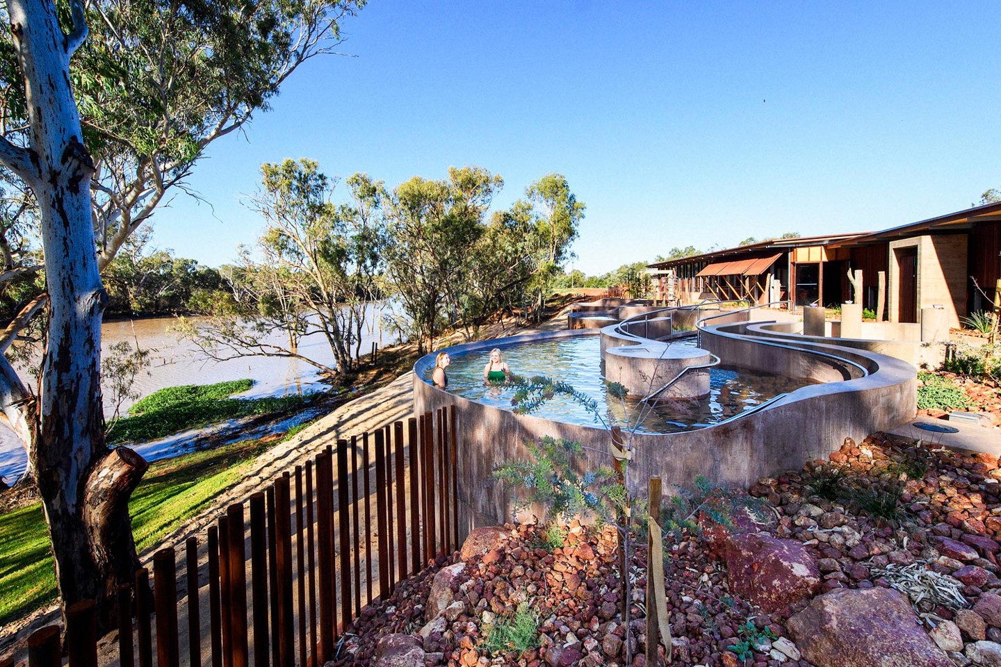 Cunnamulla Hot Springs and River Walk poolside, recipient of the Landscape Architecture Award in the Tourism category.