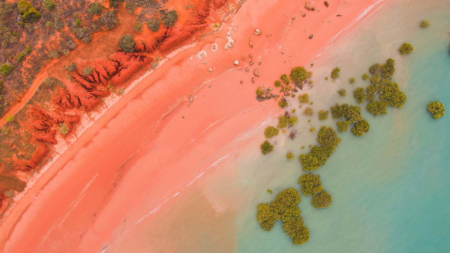 Roebuck Bay in Broome, Western Australia - as seen from the air. 