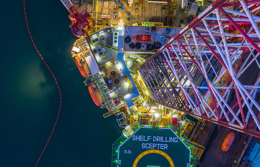 Aerial View Offshore Jack Up Rig At Night Cover