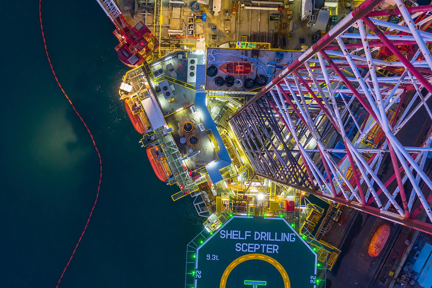 Aerial View Offshore Jack Up Rig At Night Cover