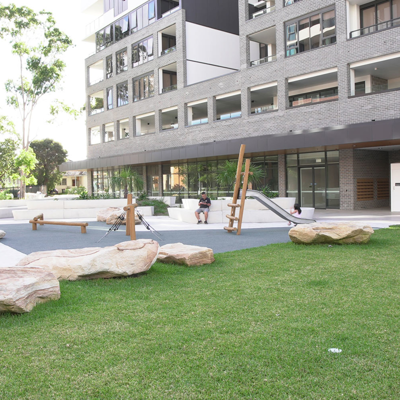 Play areas within Spring Square, Bankstown