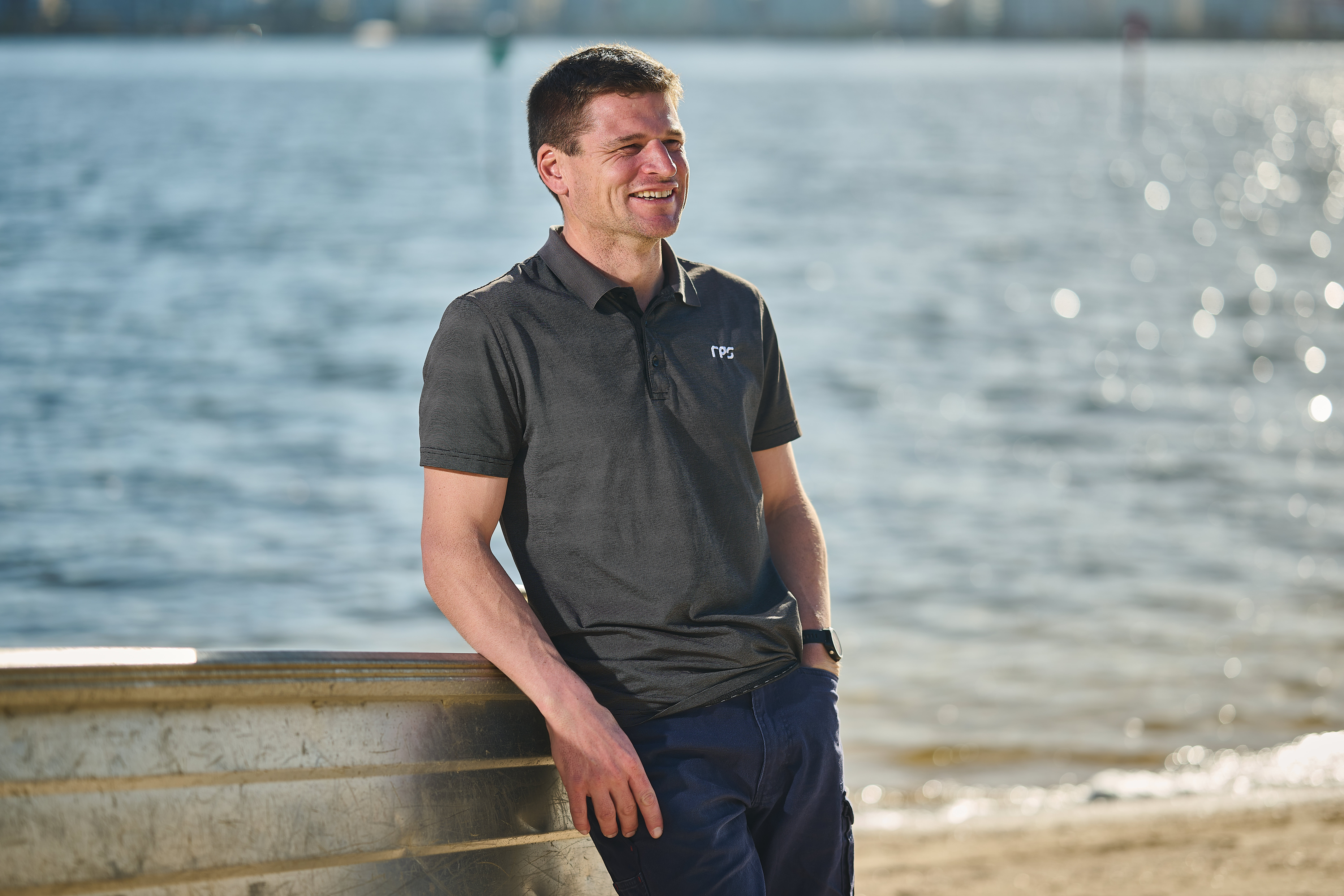 RPS' MetOcean Survey Manager, Mike Matson at Perth's foreshore.