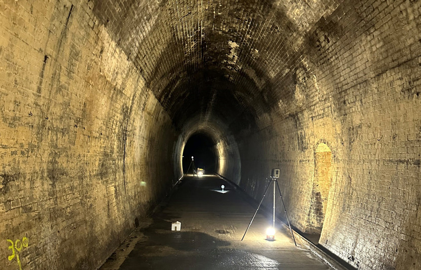 An illuminated view of Lapstone Hill Tunnel
