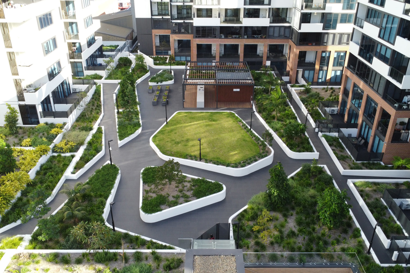 Elevated view of Spring Square, Bankstown
