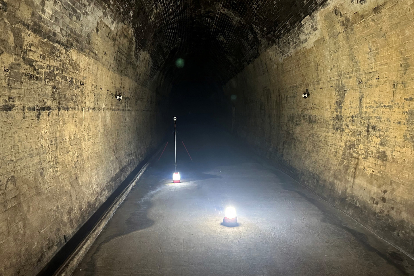 Inside the Lapstone Hill Tunnel with pops of light