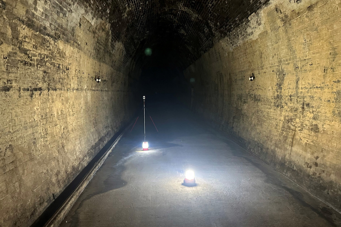 Inside the Lapstone Hill Tunnel with pops of light